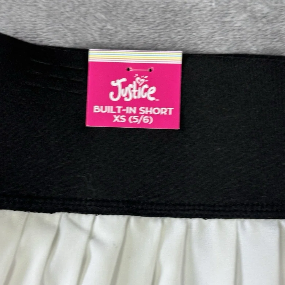 Justice Sport Girls Pleated White Skort Size XS 5/6 Elastic Waits  NWT